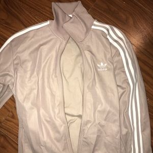CREAM COLORED ADIDAS SWEATER WITH ZIPPER